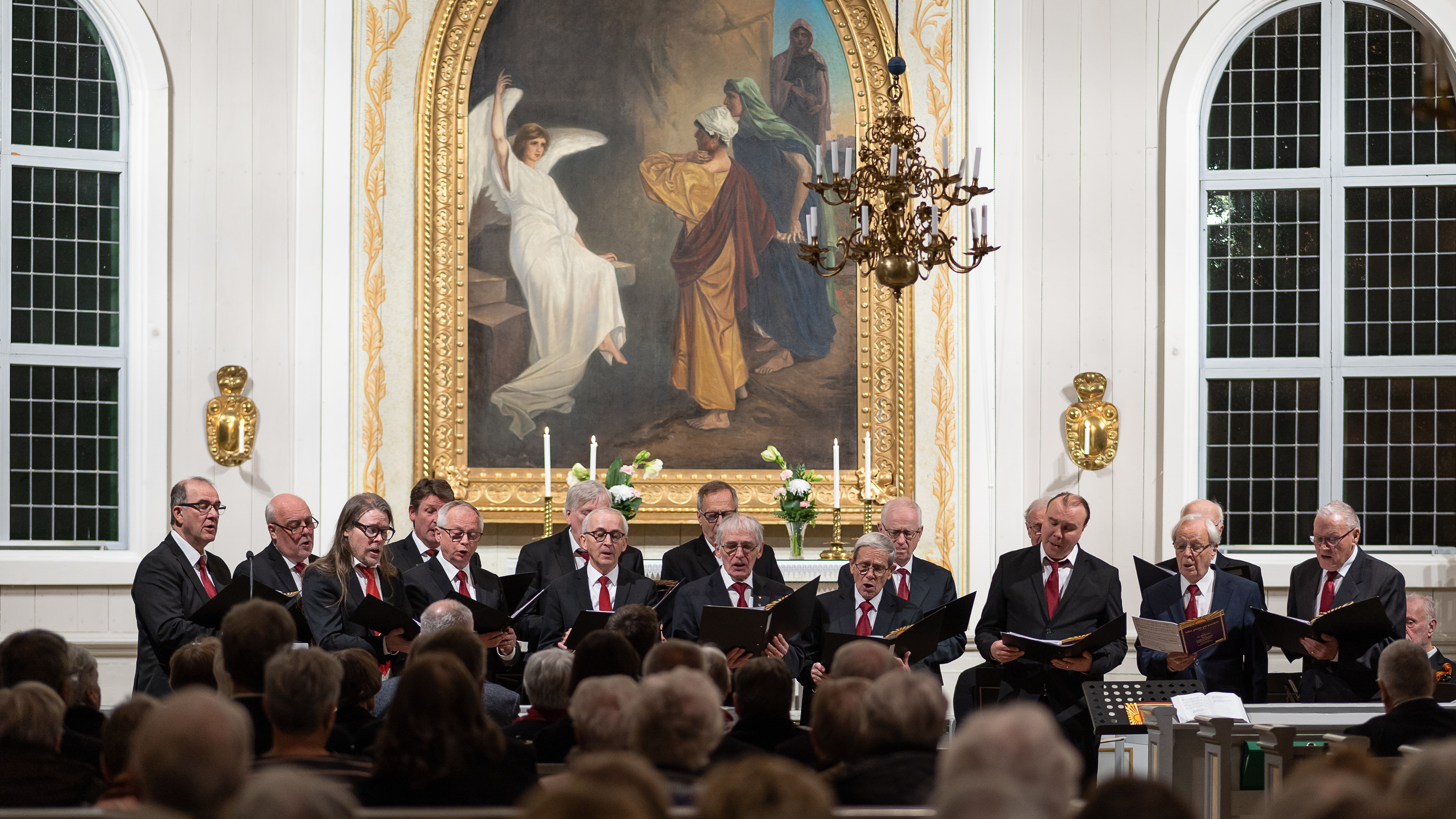 Bild av manskören i Kvevlax kyrka